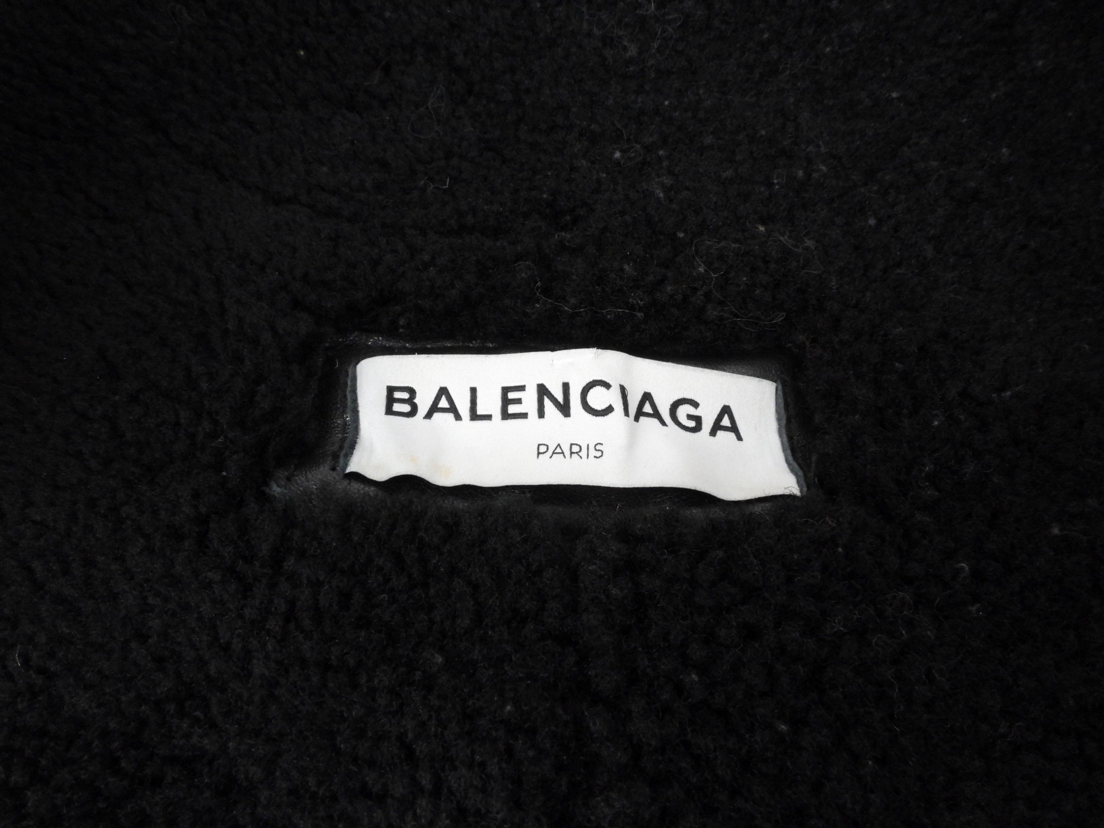 Balenciaga Black Leather Logo Shearling Jacket - Women's Winter Coat for Fashion & Streetwear | Size 38 | Perfect for Cold Weather & Stylish Outfits