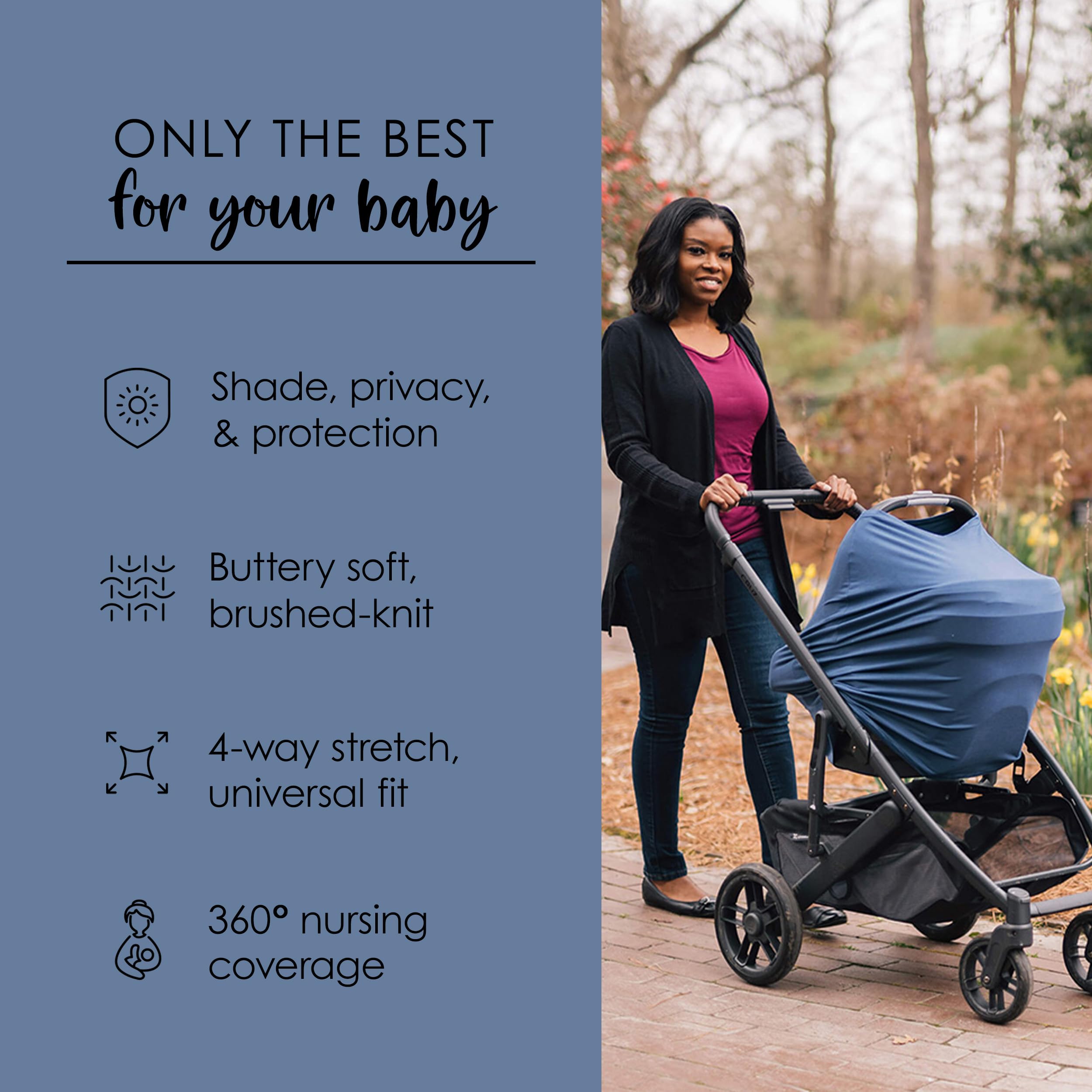 Milk Snob Original 5-in-1 Luxe Baby Cover - Ocean Blue Nursing Cover for Breastfeeding, Car Seat, Stroller, High Chair & Shopping Cart | Multi-Use Infant Canopy & Privacy Shield | Perfect for Newborn Essentials, Nursing Moms & On-the-Go Parents