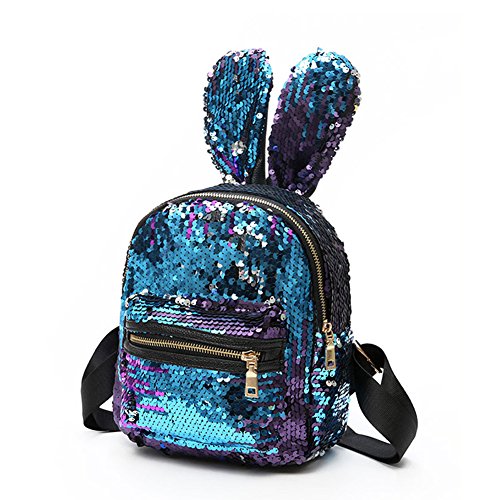 **Aibearty Sparkling Rabbit Ears Backpack for Women - Cute Sequins Rucksack, Casual Daypack for School, Travel & Cosplay**