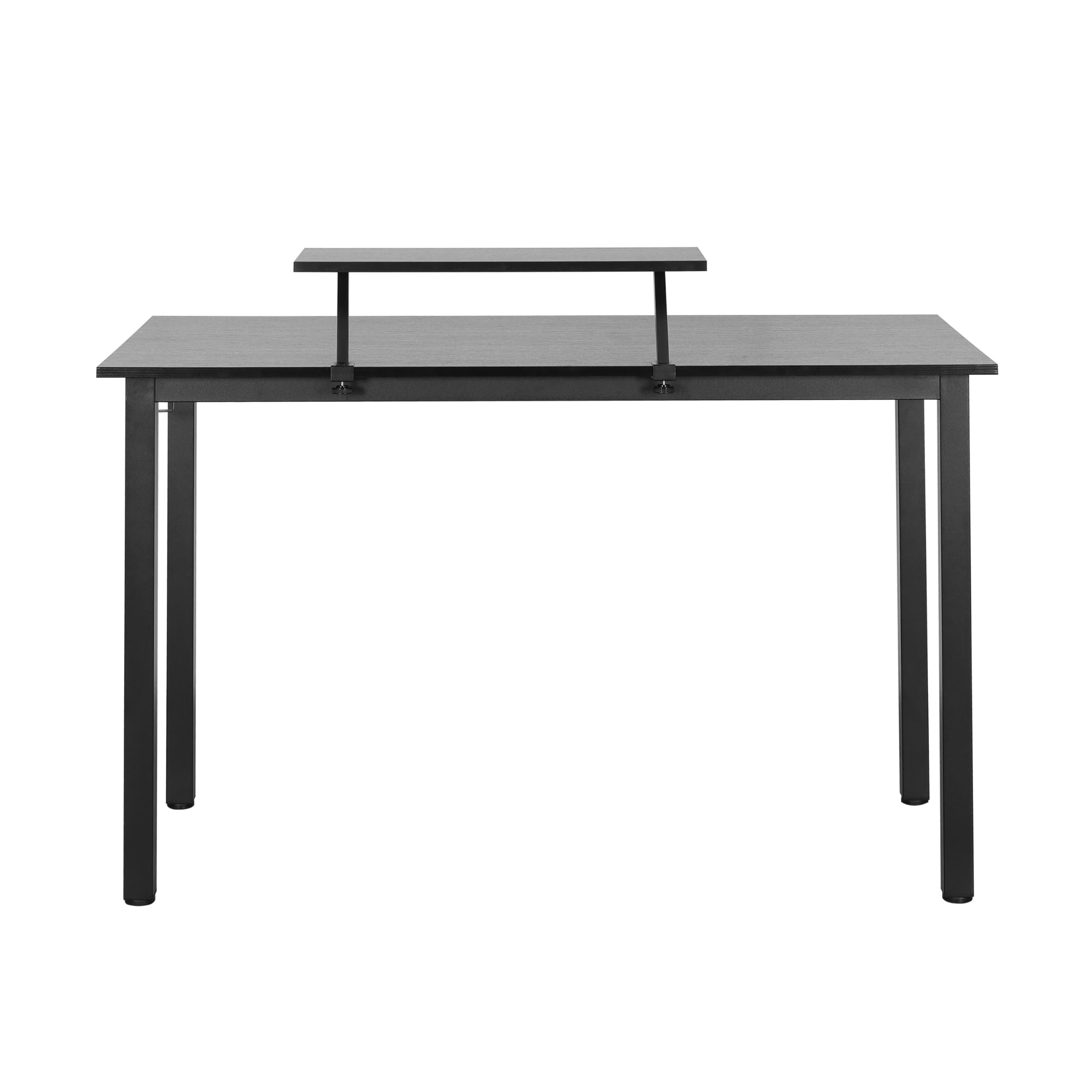 Techni Mobili Industrial Minimalist Writing Desk - Adjustable Storage Shelf & Accessory Holder - Engineered Wood & Powder Coated Steel Frame Computer Study Desk - Perfect for Home Office, Small Spaces & Modern Workspaces (Black)