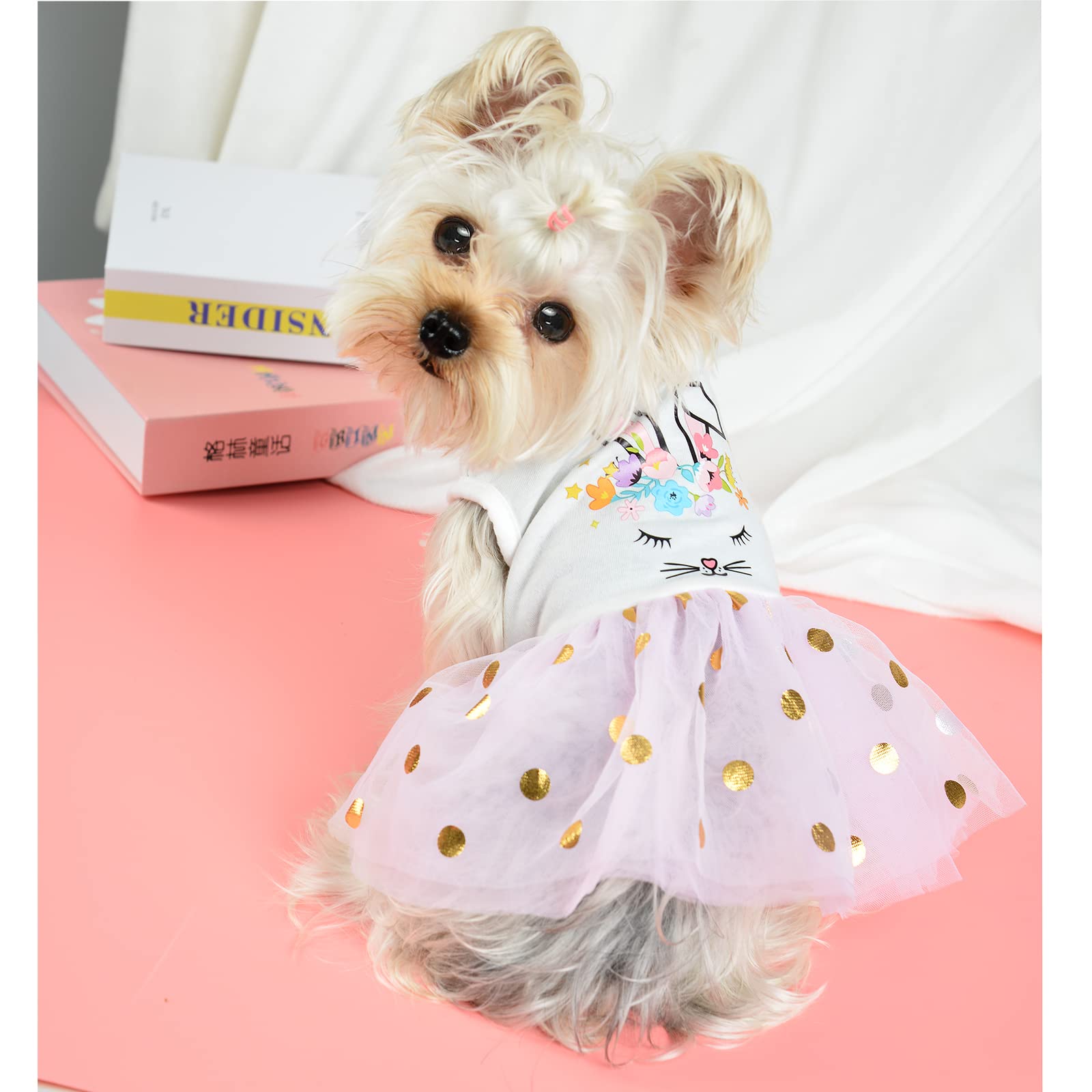 Easter Dog Dress for Small Dogs - Puppy Costume Outfit for Chihuahua, Yorkie & Cats - Rabbit Design X-Small Pet Clothing for Spring & Summer (Perfect for Easter Photos, Pet Parties & Seasonal Celebrations)