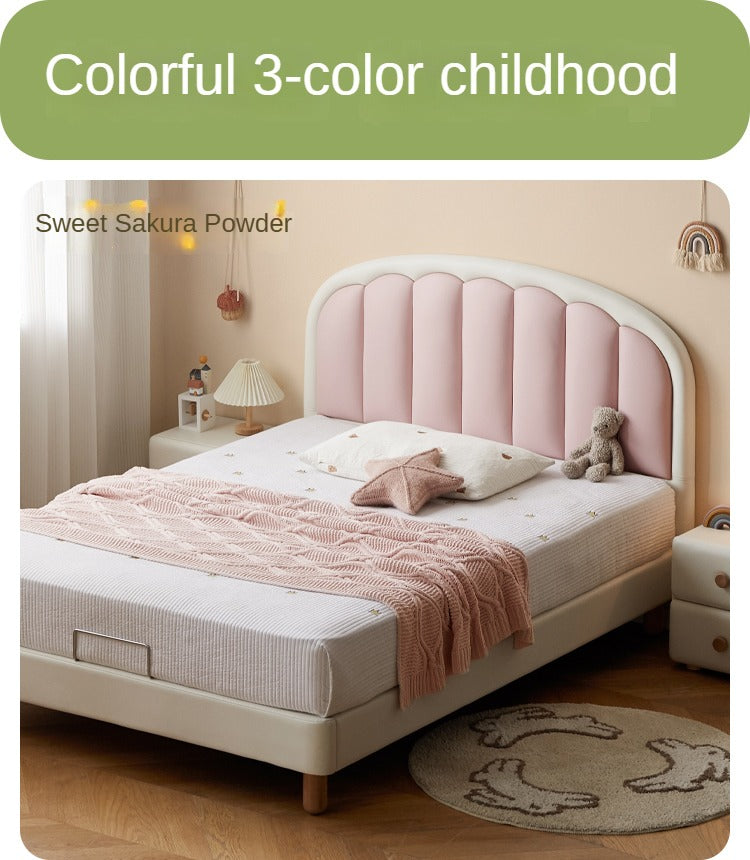 Organic Leather Kids Cream-Colored Soft Bed - Cozy & Stylish Nursery Essential for Toddlers & Infants | Perfect for Bedrooms, Daycare & Playrooms