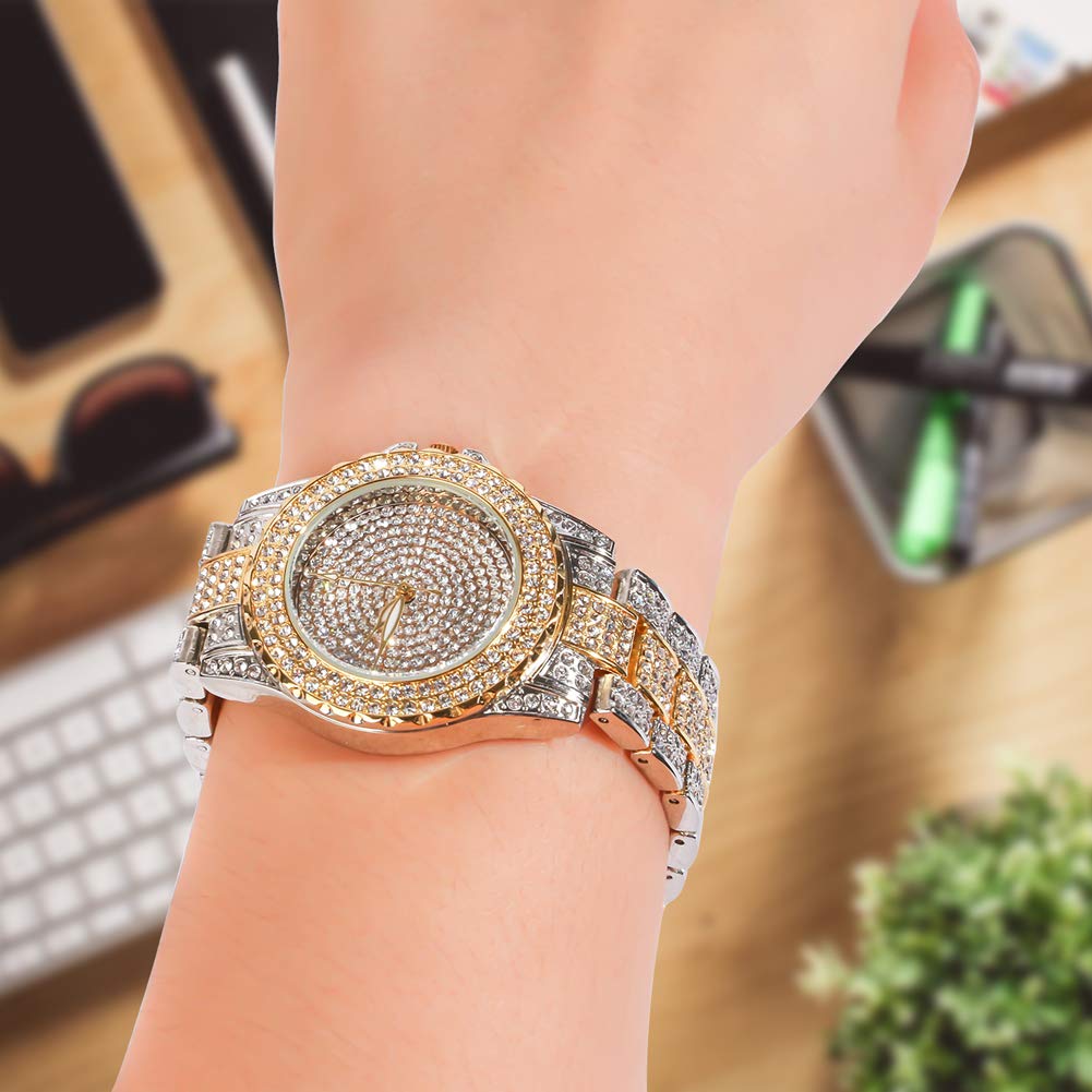 Luxury Women's Watch - Smalody Round Crystal Rhinestone Diamond Stainless Steel Wristwatch with Japan Quartz Movement | Simulated Lab Diamonds | Perfect for Parties, Weddings & Formal Events
