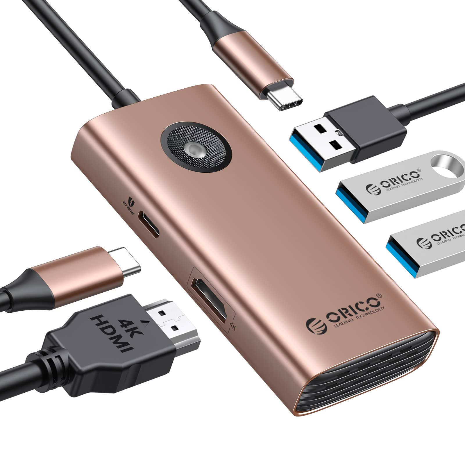 ORICO 5-in-1 USB C Hub with HDMI & PD - for MacBook, XPS & More