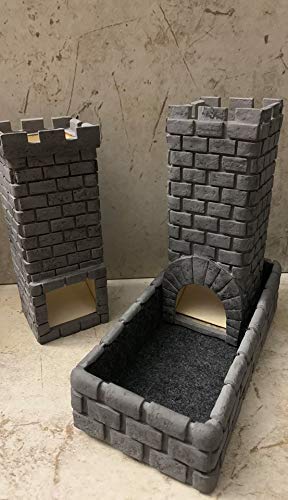 Premium Polymer Clay Dice Tower with Base Tray - Durable Tabletop Gaming Accessory for D&D, MTG, and Board Game Nights
