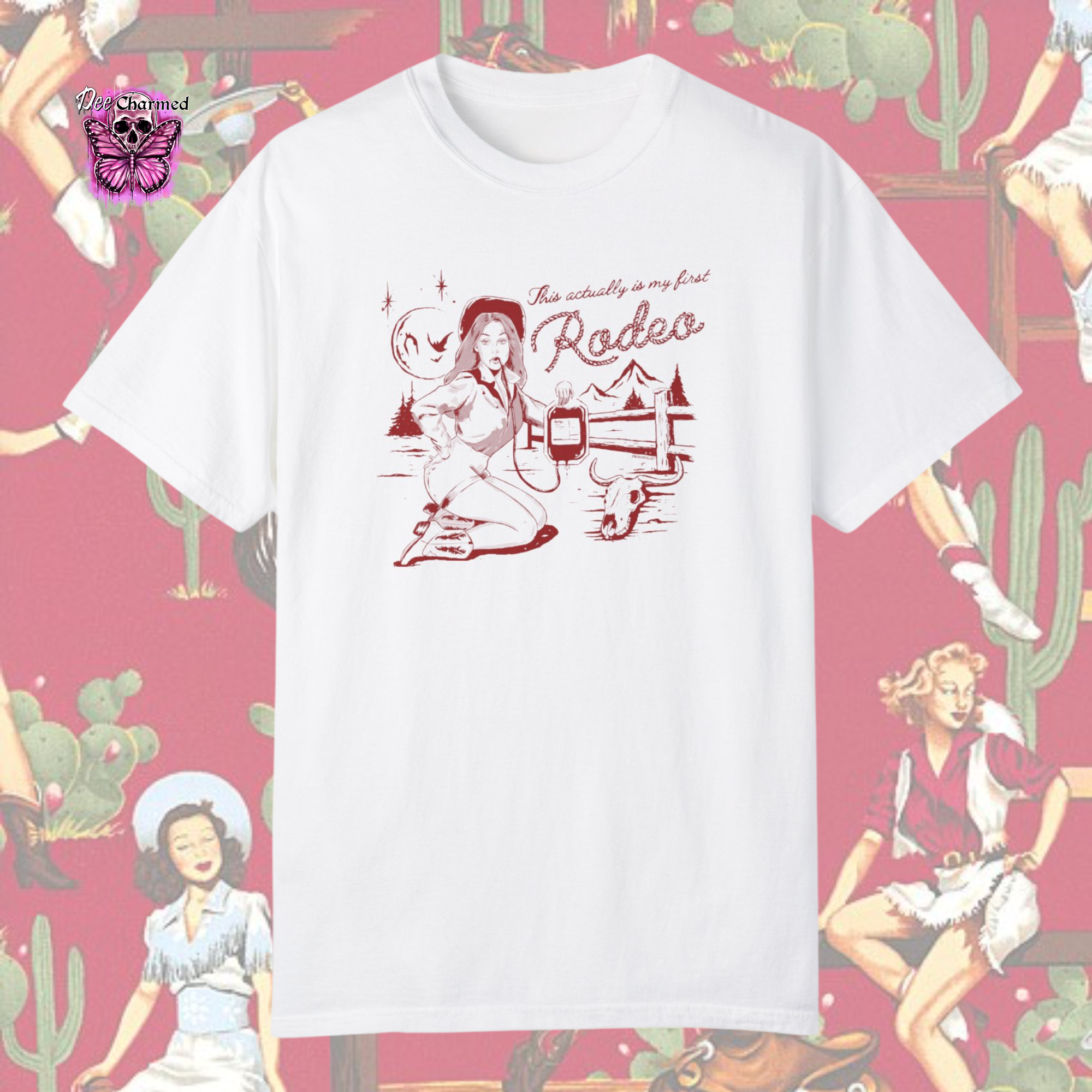 This Actually Is My First Rodeo T-Shirt - Funny Cowboy Western Graphic Tee for Men & Women - Perfect for Rodeo Events, Country Concerts and Western Parties
