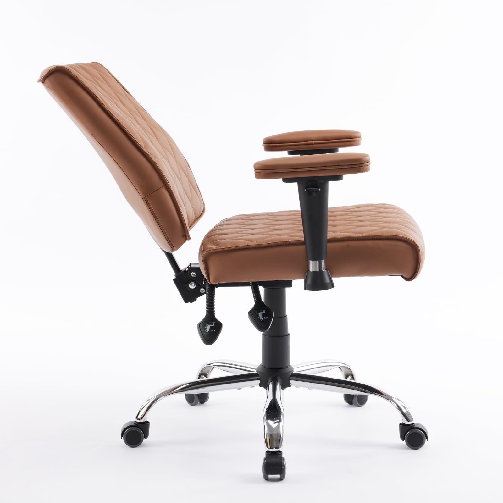 DELIA Stylish Comfortable Office Desk Chair - Ergonomic Rolling Seat with Diamond Stitching & Height Adjustment - Perfect for Home Office, Conference Rooms, Reception & Waiting Areas (Cappuccino) - Ideal for Long Work Hours & Professional Workspaces