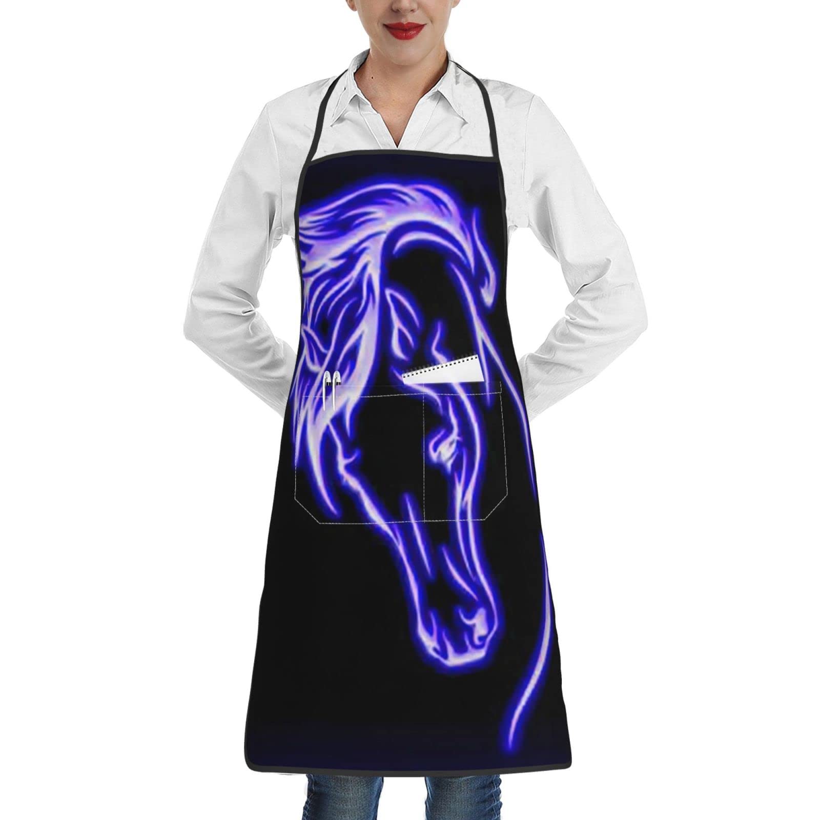 Butterfly Print Women's Kitchen Apron with Pockets - Adjustable Waist Cooking Apron for Home, Chef, Waitress & BBQ Grilling - Perfect for Baking, Serving & Outdoor Cooking
