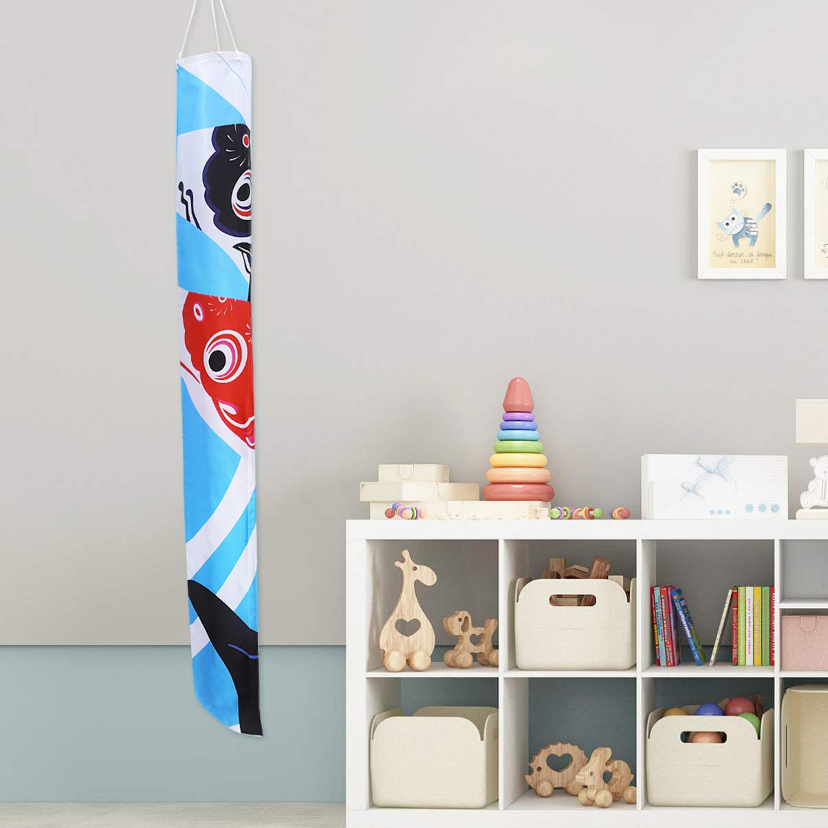 Japanese Carp Streamer Flag - Japandi Style Outdoor Satin Fabric Yard Banner for Spring & Summer Home Decor - Perfect for Garden, Patio, and Asian-Inspired Themed Parties