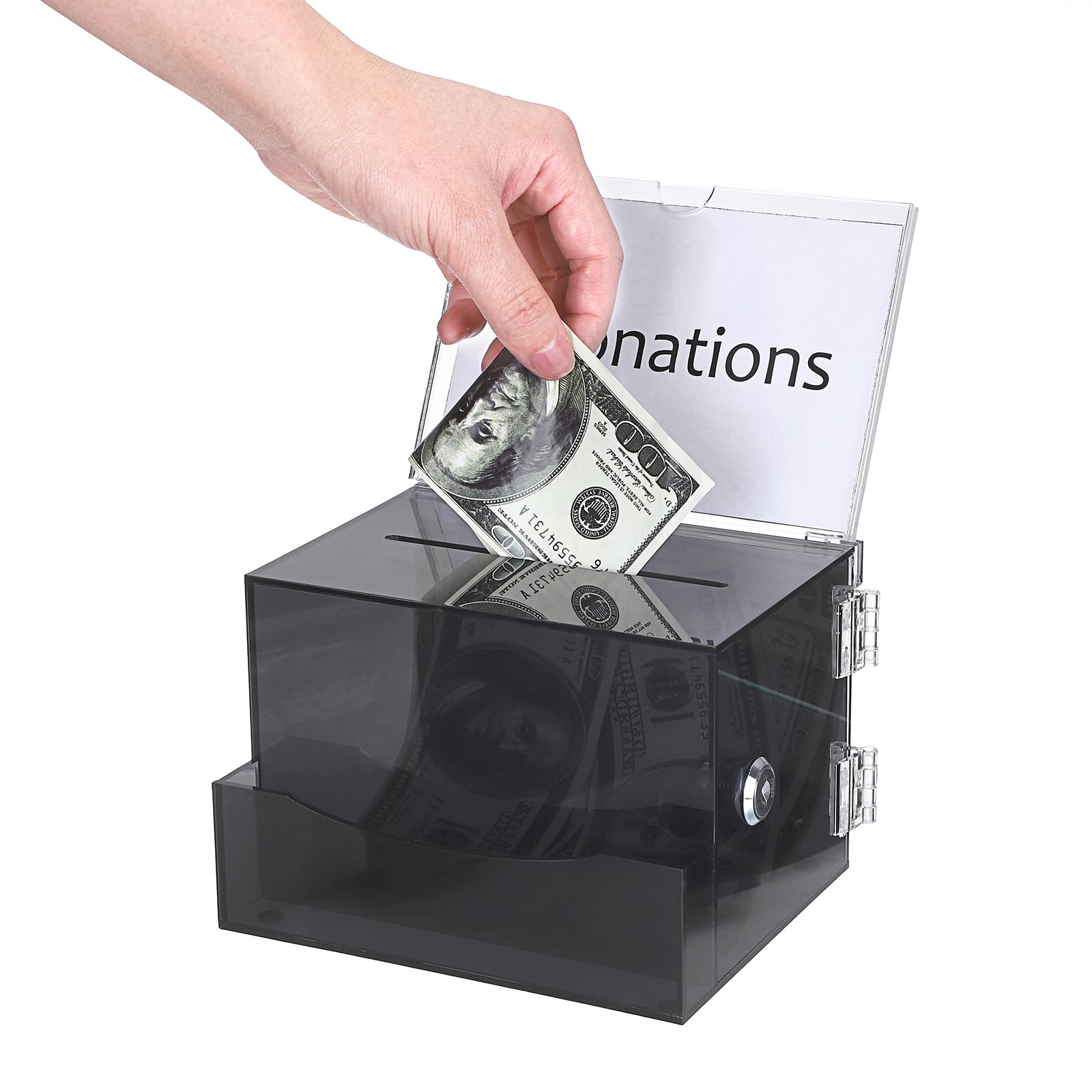 BTSKY Clear Acrylic Suggestion Box with Lock - Secure Donation Box, Voting Ballot Box & Mailbox with Removable Sign Holder - Ideal for Office, School, and Community Voting, Feedback Collection & Secure Donations