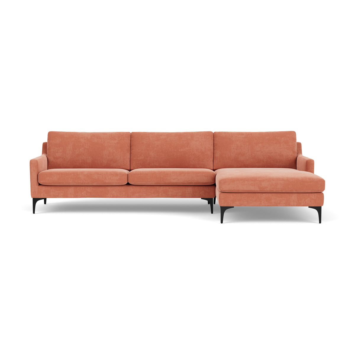 Astha Fabric Right Chaise Sofa - Modern Upholstered Sectional Couch for Living Room, Lounge & Small Spaces