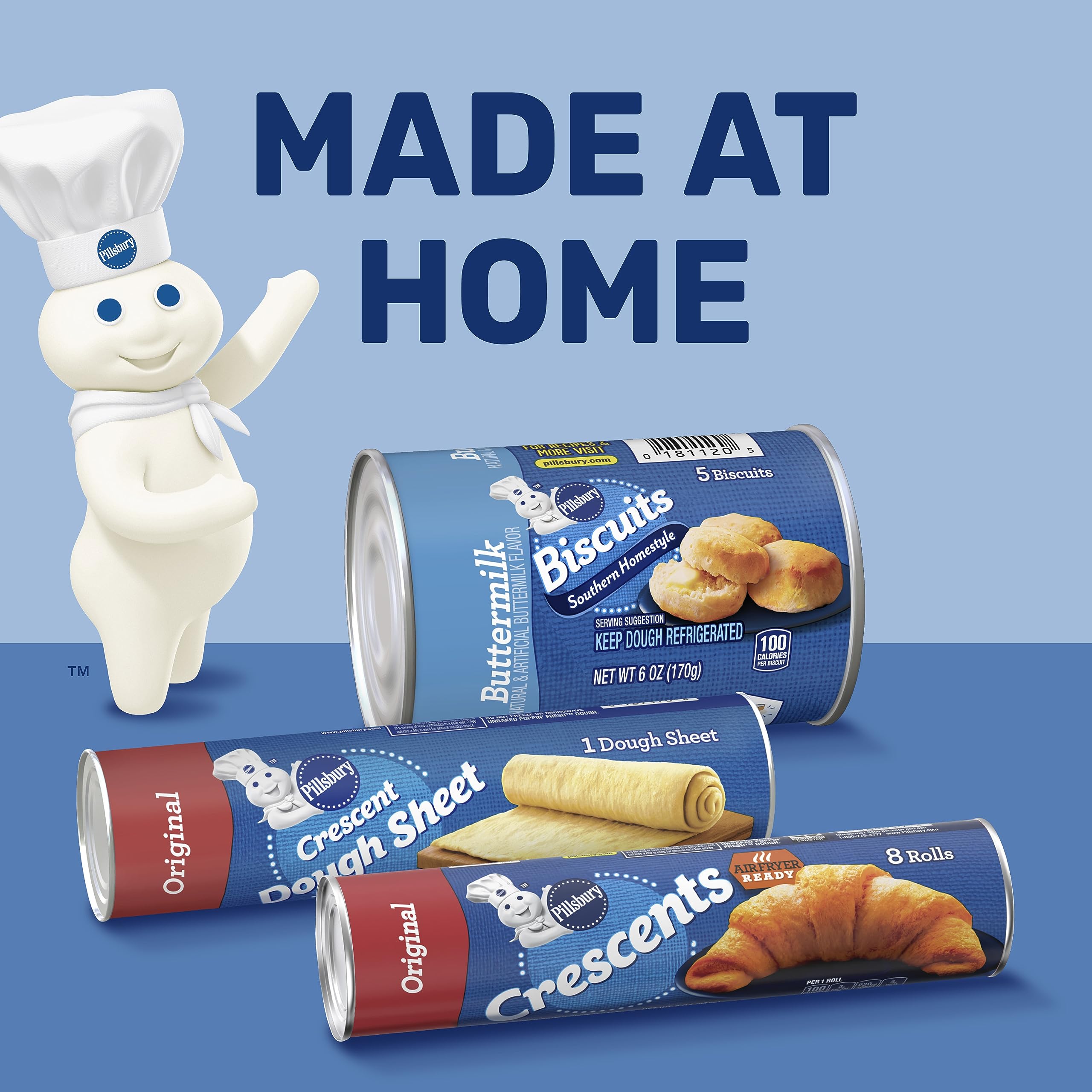 Pillsbury Original Crescent Dough Sheet - 8 oz Refrigerated Canned Pastry Dough for Easy Baking | Perfect for Croissants, Pastries & Quick Recipes