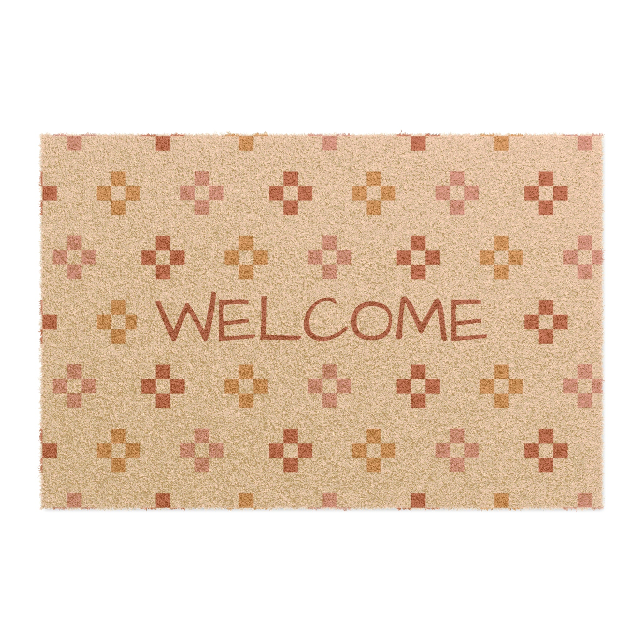Natural Coir Welcome Mat with Southwestern Design - Durable & Non-Slip Doormat for Front Door, Porch, and Entryway - Perfect for Home, Office, and Outdoor Use