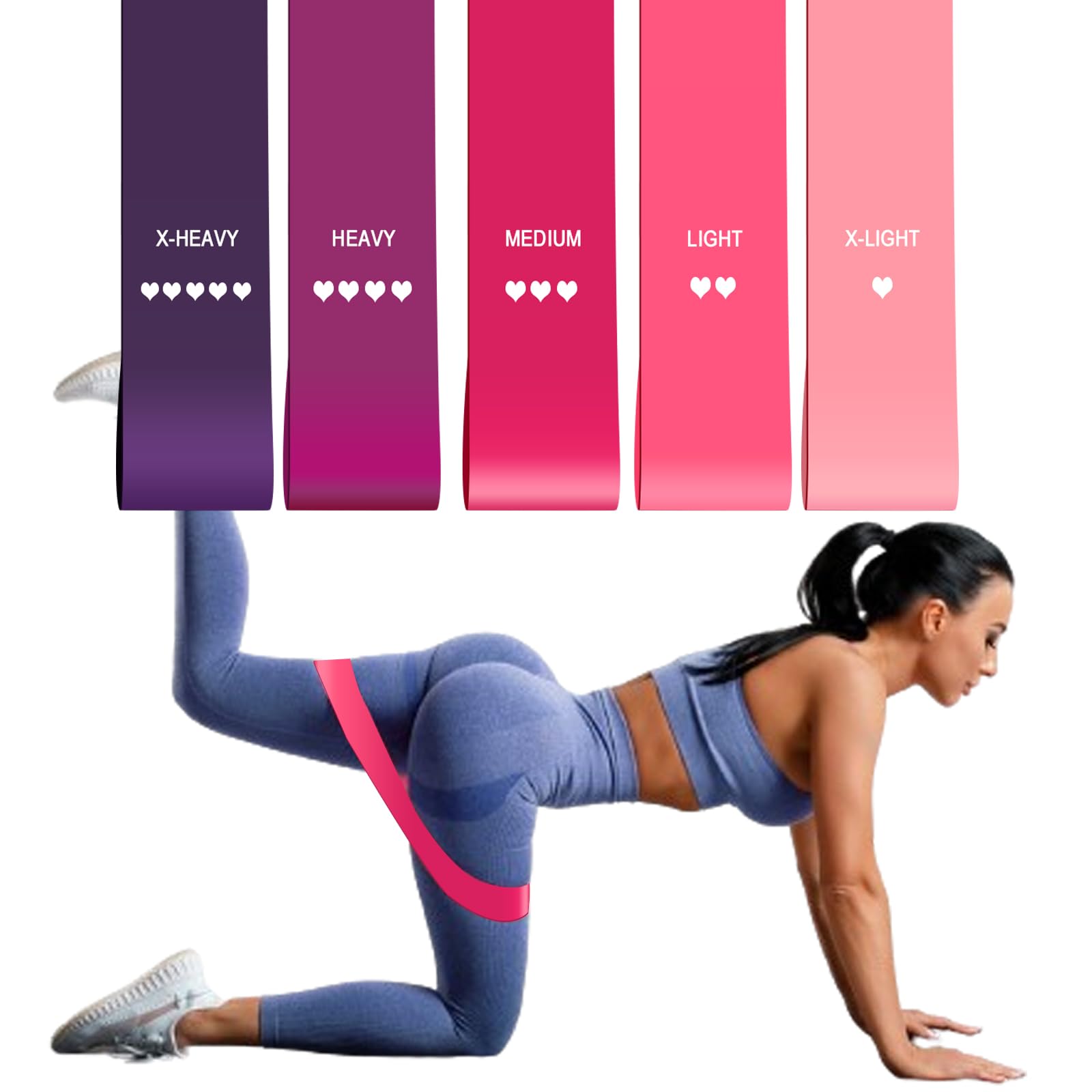 Premium QUMMBREAT Natural Latex Resistance Bands Set - 5 Adjustable Strength Levels for Home Workouts, Gym Training & Yoga | Portable Exercise Bands for Men & Women with Carry Case | Perfect for Strength Training, Physical Therapy & Stretching