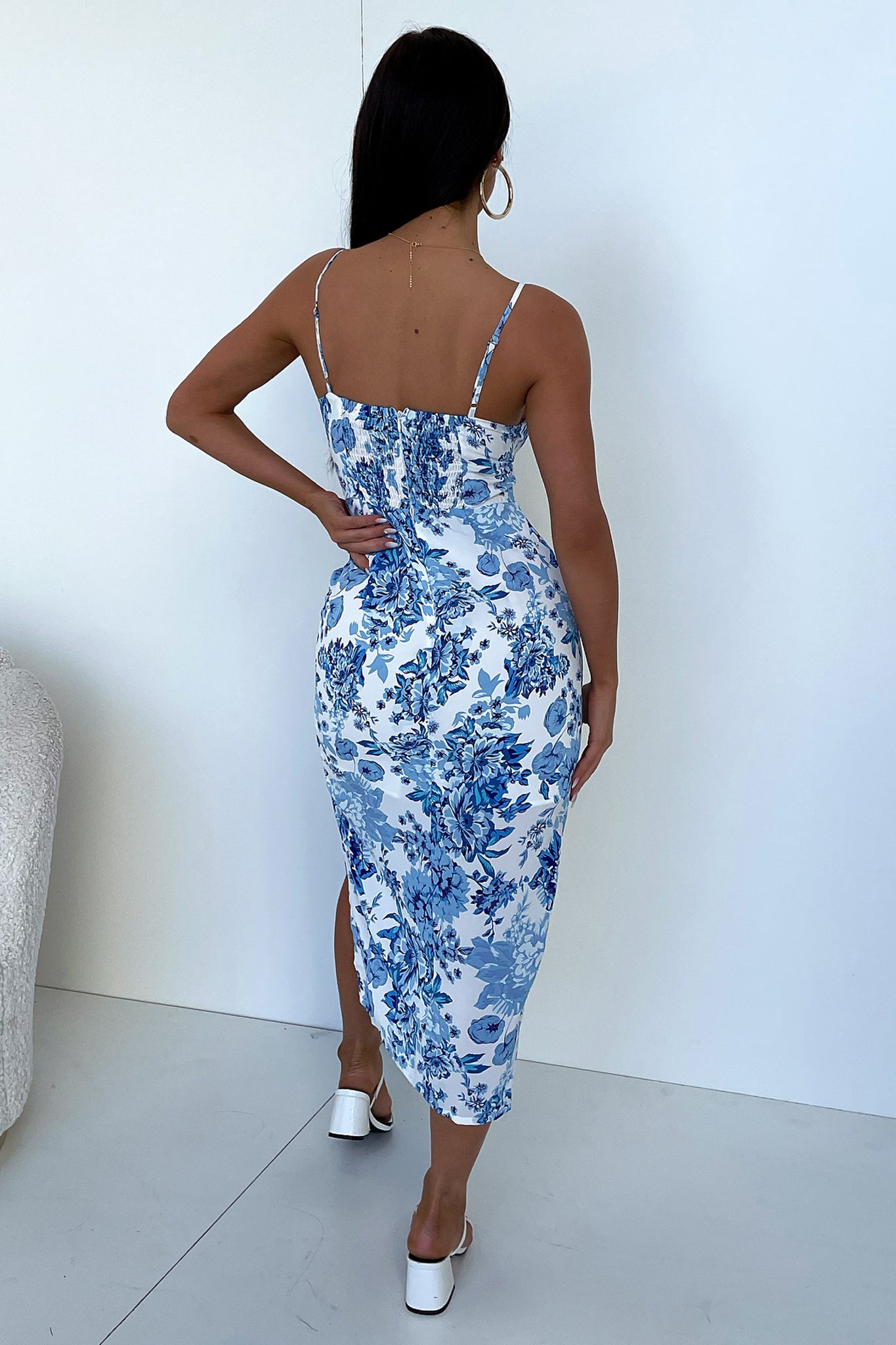 Astra Midi Dress - Blue Floral Print Summer Dress for Women | Casual & Party Wear | Perfect for Beach, Vacation & Date Nights