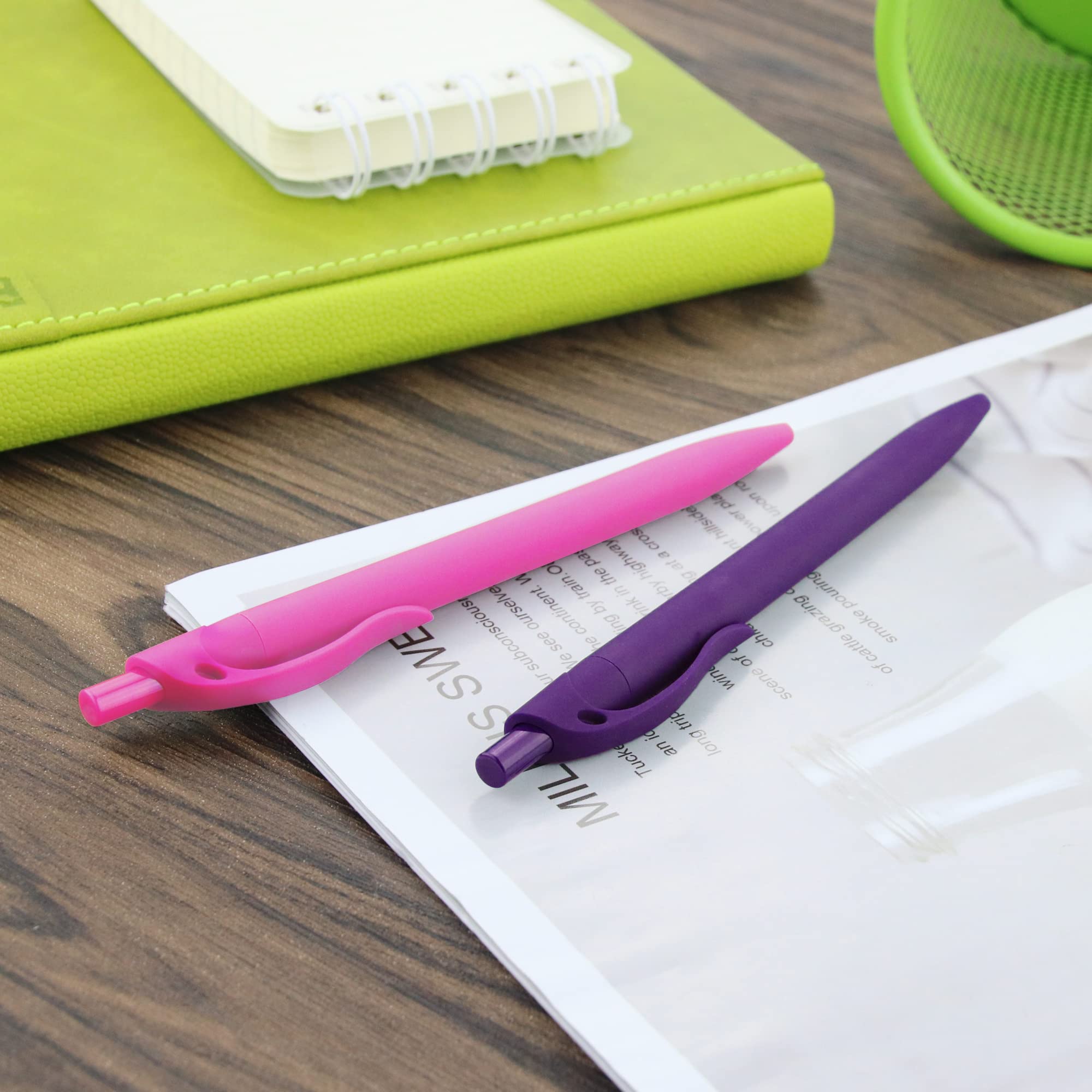 200 Pack No Bleed Pink Barrel Click Pens - Bulk Retractable Ballpoint Pens with 1.0MM Medium Point & Smooth Black Ink - Perfect for Office, School, Note Taking & Gift Giving
