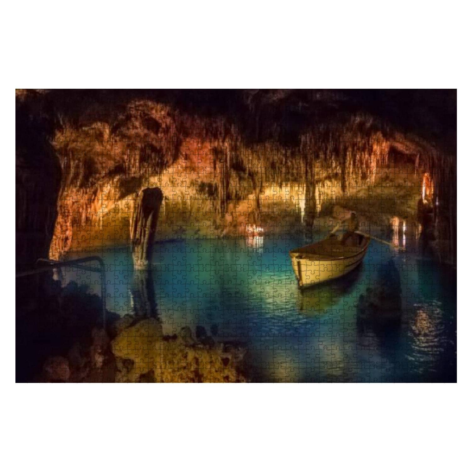1000-Piece Wooden Jigsaw Puzzle - Famous Cuevas del Drach Natural Cave in Palma de Mallorca | Educational Puzzle for Adults & Kids | Stress Relief Game | Perfect for Family Game Night & Home Decor