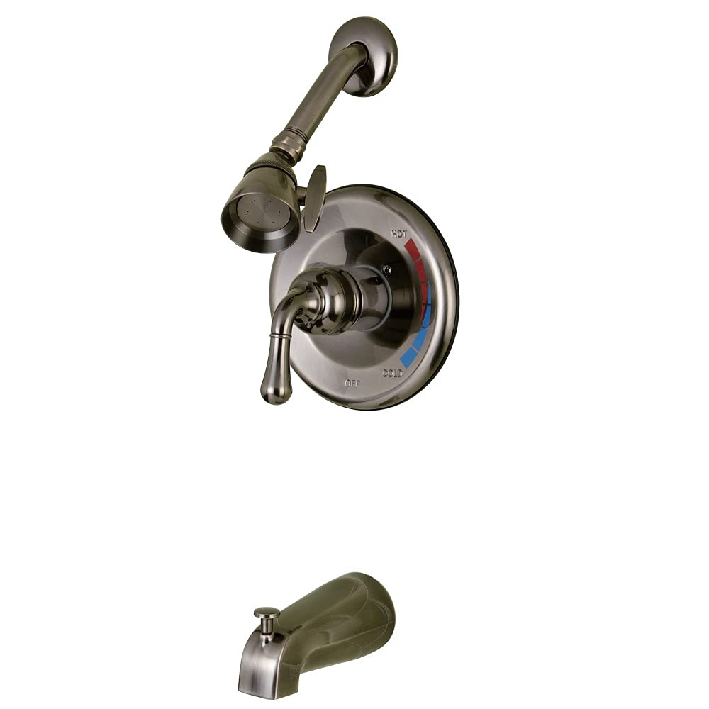 Kingston Brass KB633 Magellan 7-Inch Black Stainless Steel Tub and Shower Faucet with Escutcheon - Perfect for Modern Bathroom Renovations and Spa-Like Shower Experiences