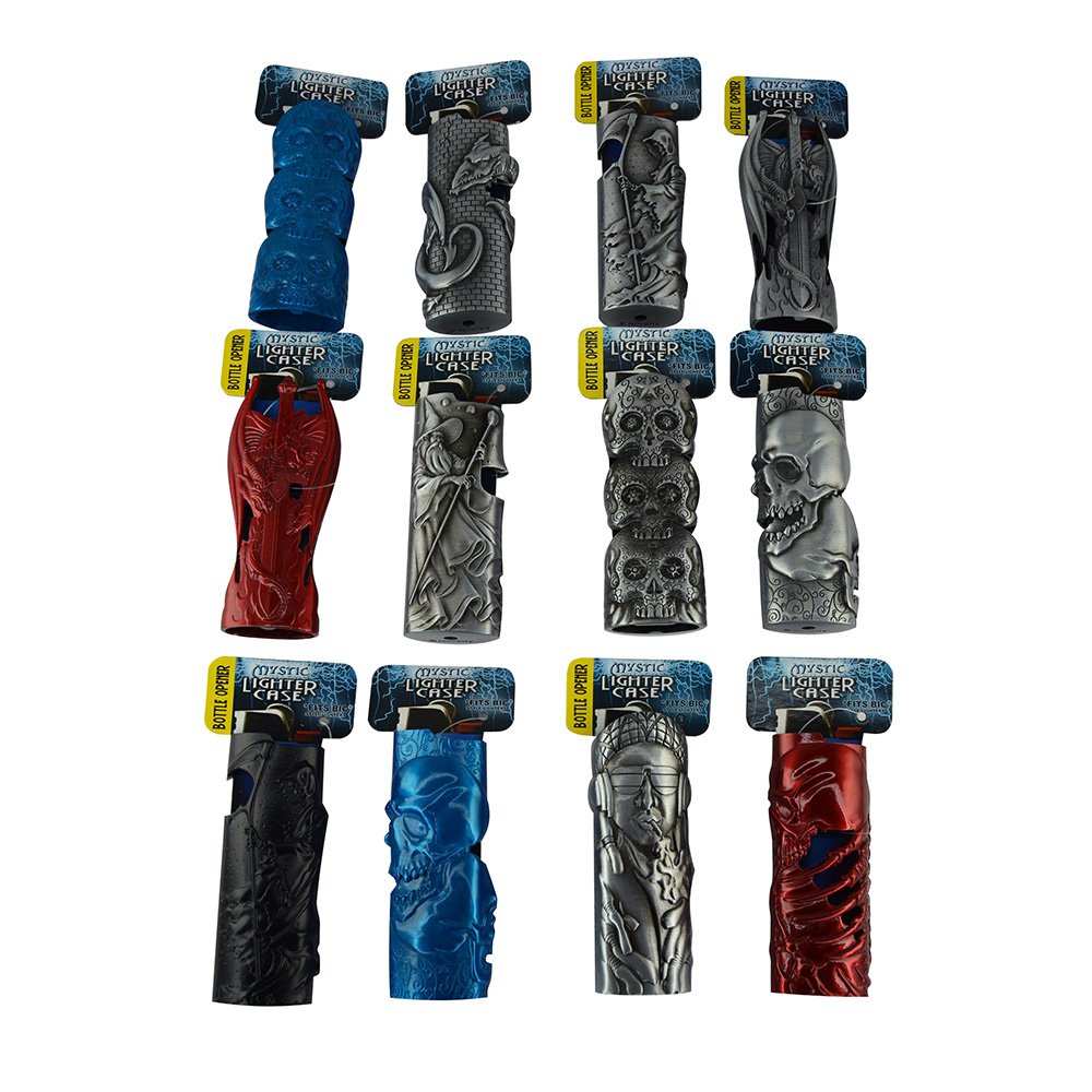 Mystic Metal BIC Lighter Case - Skull Protector for Outdoor Camping