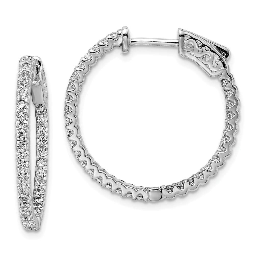 Elegant Sterling Silver Rhodium-Plated CZ 66 Stone Hoop Earrings for Women | Perfect for Parties, Weddings & Everyday Wear