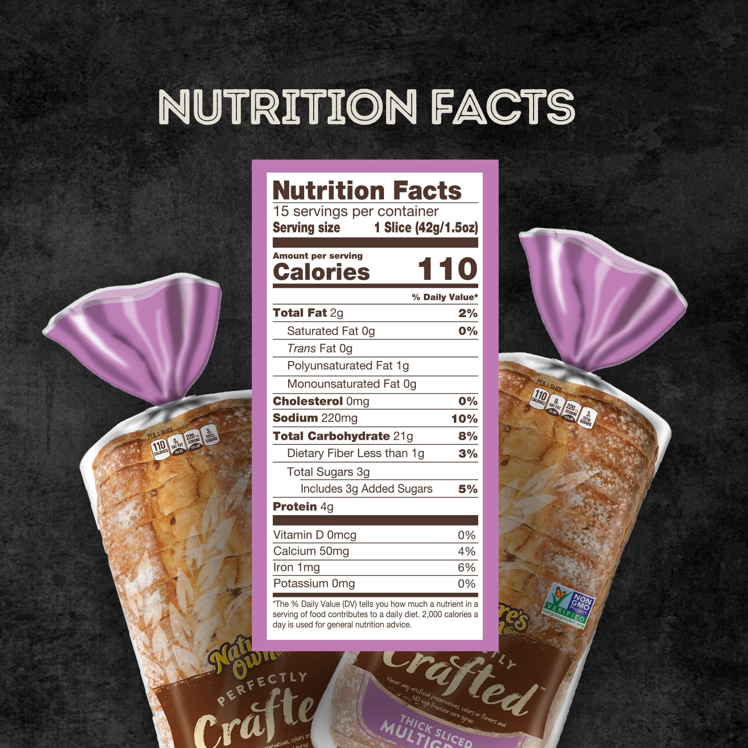 Nature's Own Perfectly Crafted Multigrain Bread - Thick Sliced Non-GMO Sandwich Bread, 22 oz Loaf - Perfect for Breakfast Toast, Healthy Sandwiches & Family Meals