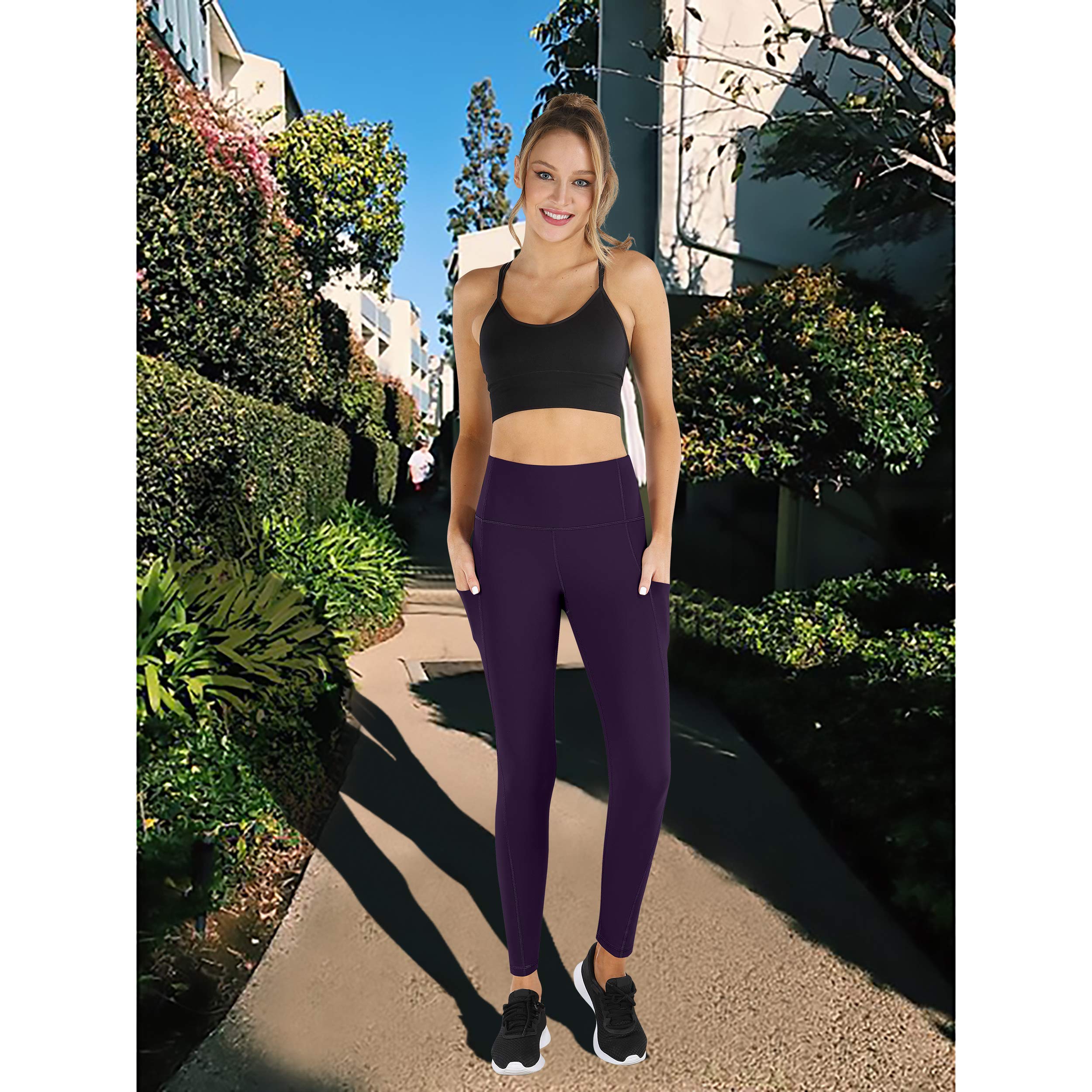 PHISOCKAT High Waist Yoga Pants for Women with Pockets - Tummy Control Workout Leggings - Perfect for Gym, Running, Yoga & Everyday Wear