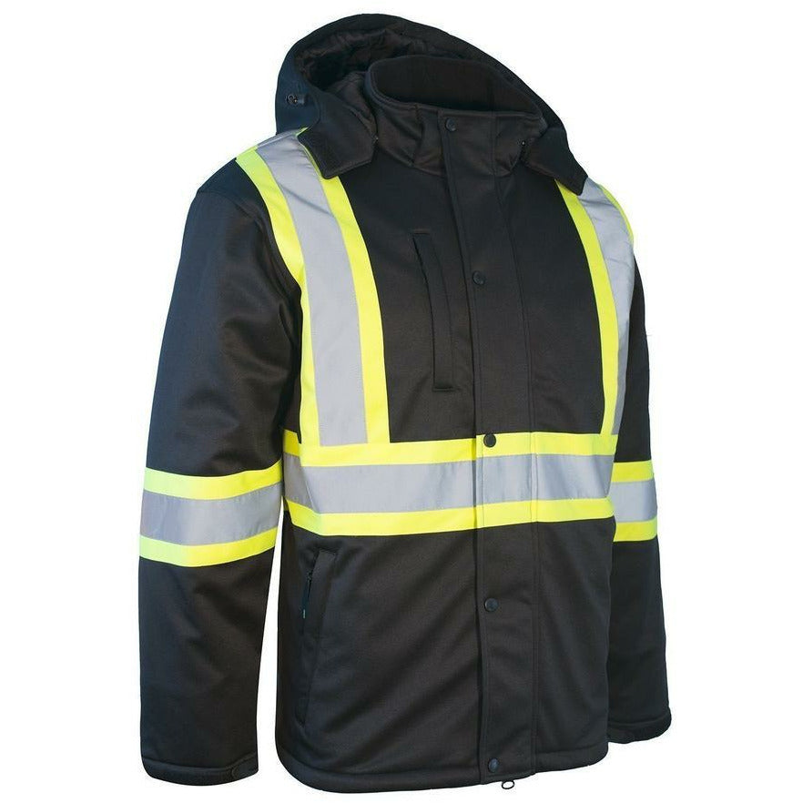 FORCEFIELD Hi-Vis Winter Softshell Heated Jacket with USB Charging - EN158HJ - Waterproof Windproof Electric Heated Coat for Outdoor Work, Motorcycle Riding & Cold Weather Activities