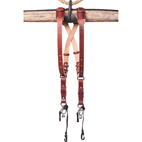 HoldFast Gear Money Maker Bridle Skinny 2 Camera Harness - Chestnut, Small - Comfortable Dual Camera Strap for Photographers - Perfect for Weddings, Events & Outdoor Photography