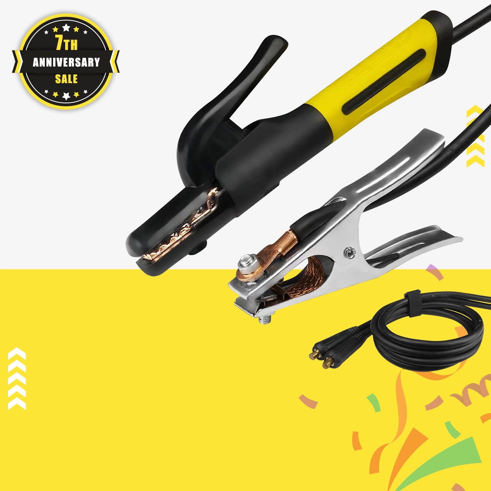 SSimder Heavy Duty 400A Electrode Holder & Ground Clamp Set - Professional Welding Tools for Arc Welding, Metal Fabrication & DIY Projects