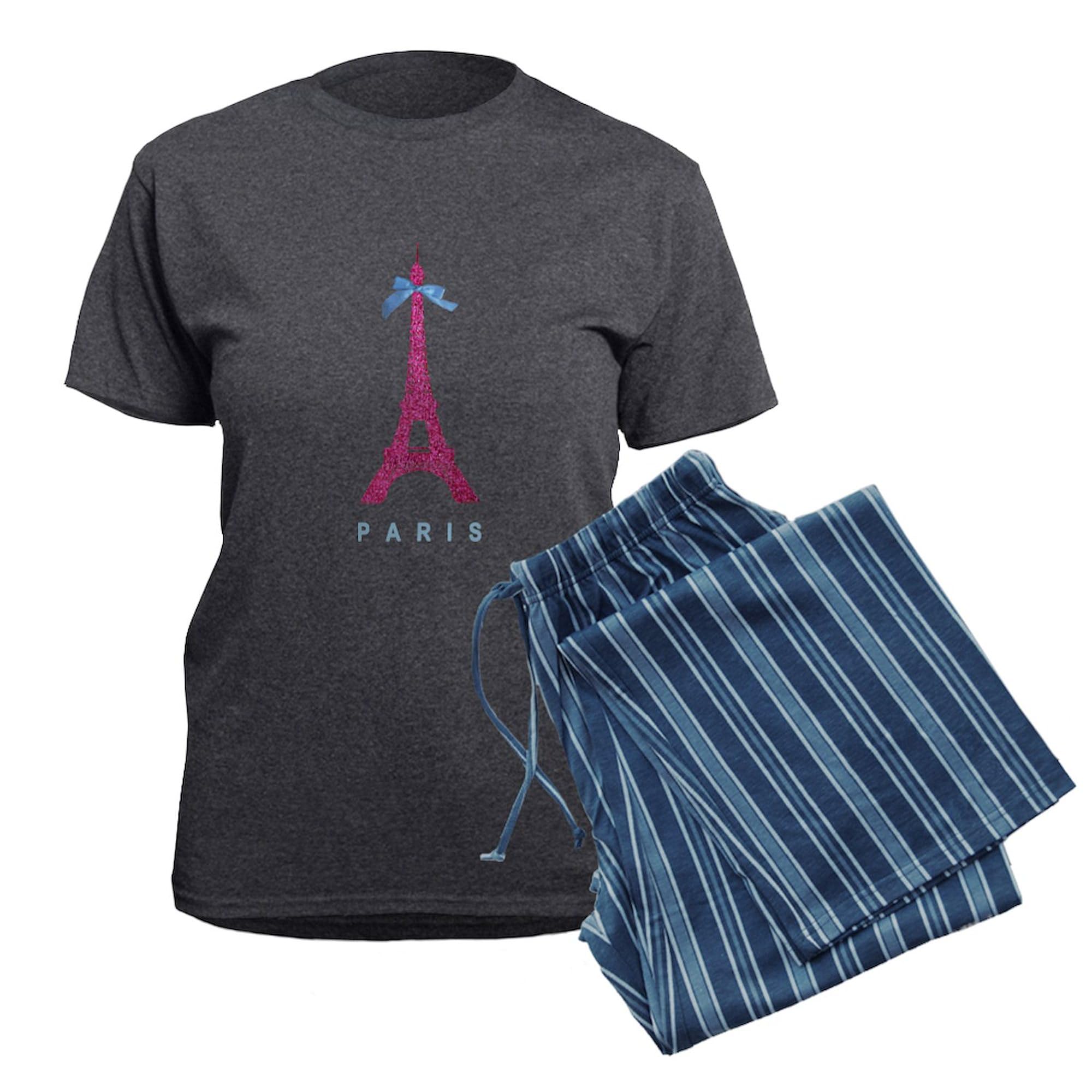 Pink Paris Eiffel Tower Women's Charcoal Pajama Set - Cozy Novelty Sleepwear for Women | Perfect for Valentine's Day, Anniversary Gifts & Relaxing Evenings