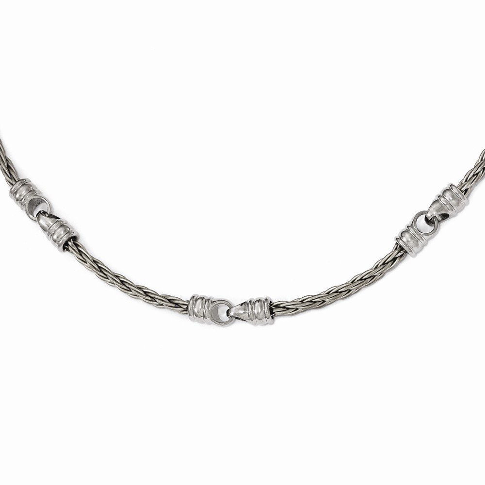 Lux Edward Mirell Titanium Brushed Cable & Polished Link Necklace for Women - Elegant Jewelry Gift for Her - Perfect for Date Night, Anniversary & Special Occasions