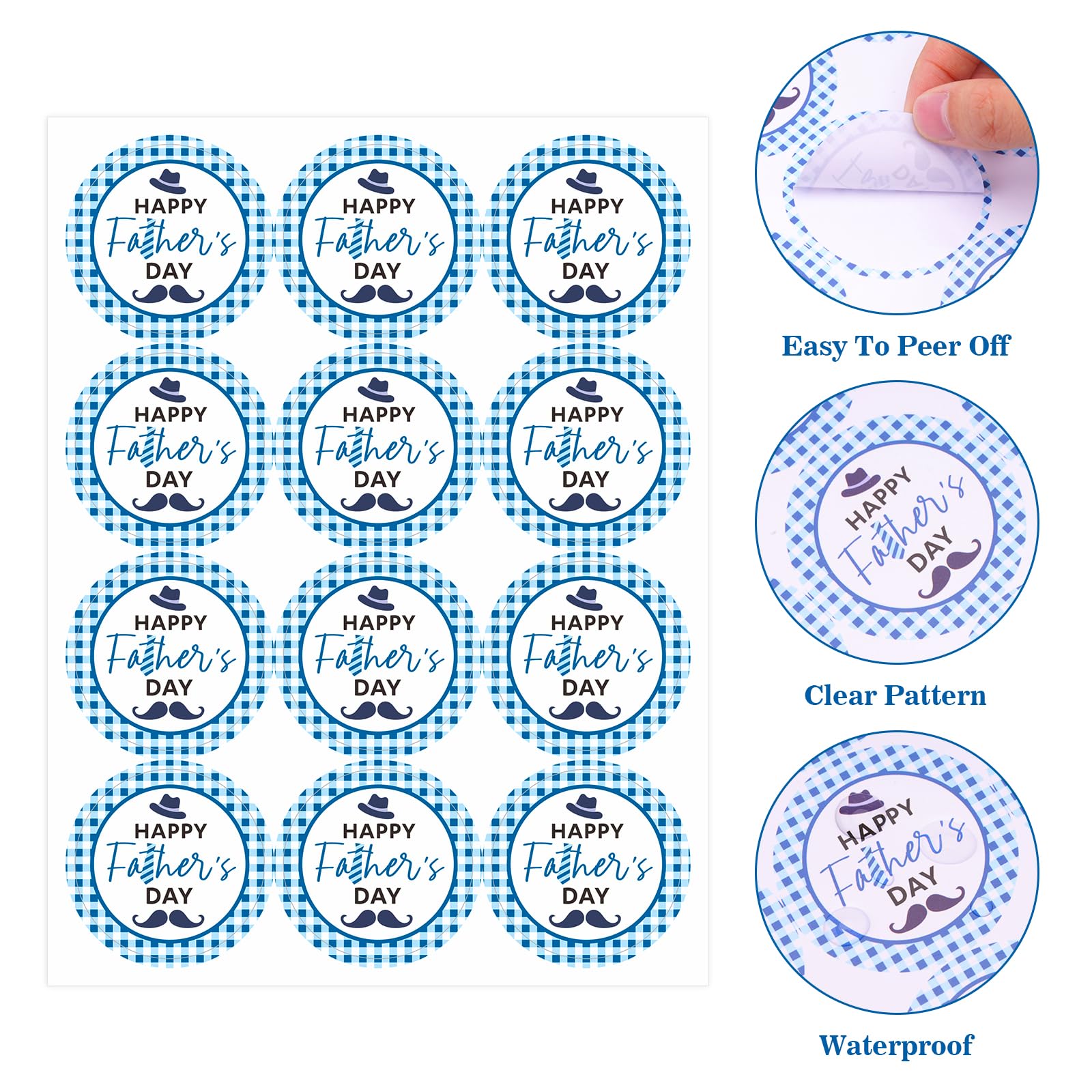 Joycraft 60Pcs Father's Day Stickers - 2 Inch Blue Personalized Labels for Gift Wrapping, DIY Cards, Crafts & Cookie Bags - Perfect for Father's Day Gifts, Party Favors & Scrapbooking