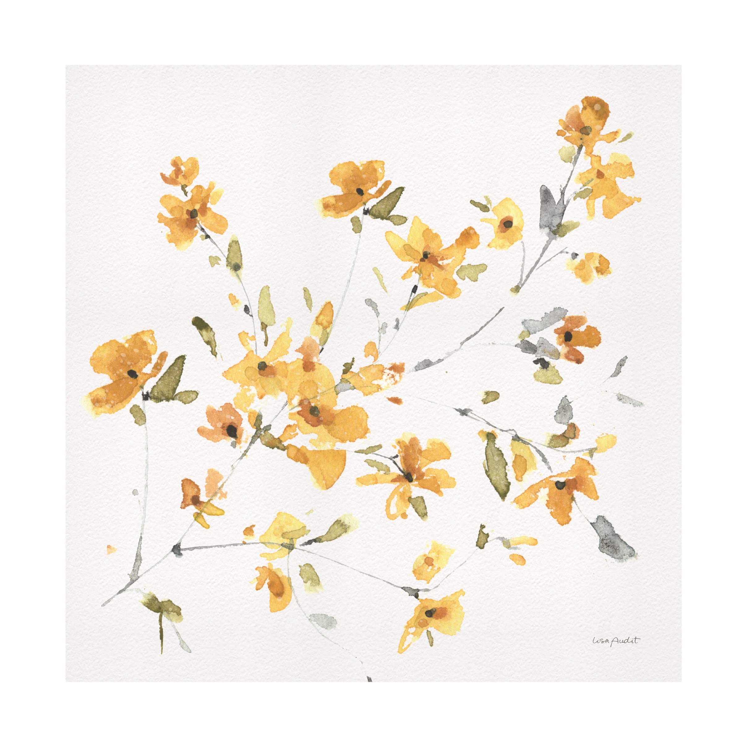 Lisa Audit 'Happy Yellow 04' Canvas Wall Art Print - Vibrant Yellow Abstract Painting for Living Room, Bedroom & Office Decor