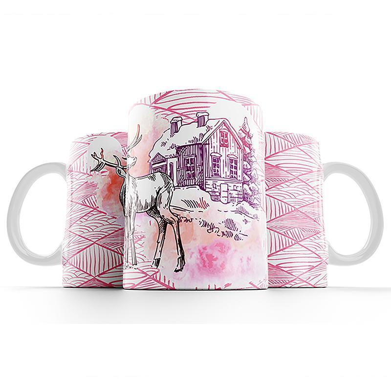 Deer Art Ceramic Coffee Mug - Handmade Deer Design for Tea & Coffee Lovers - Perfect for Home, Office & Gifts