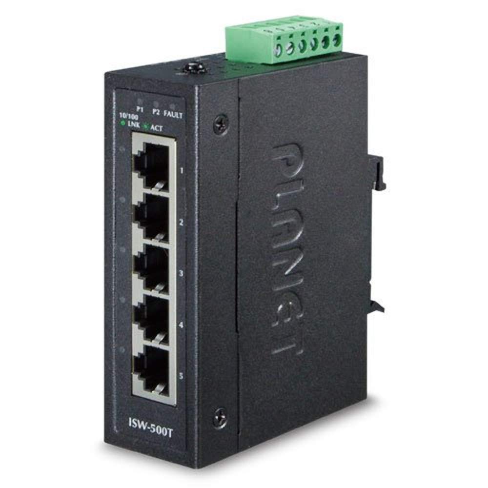 IP30 Compact 5-Port 10/100TX Fast Ethernet Switch - ISW-500T (-40°F to 167°F Operating Temperature) for Home Office & Small Business Networking