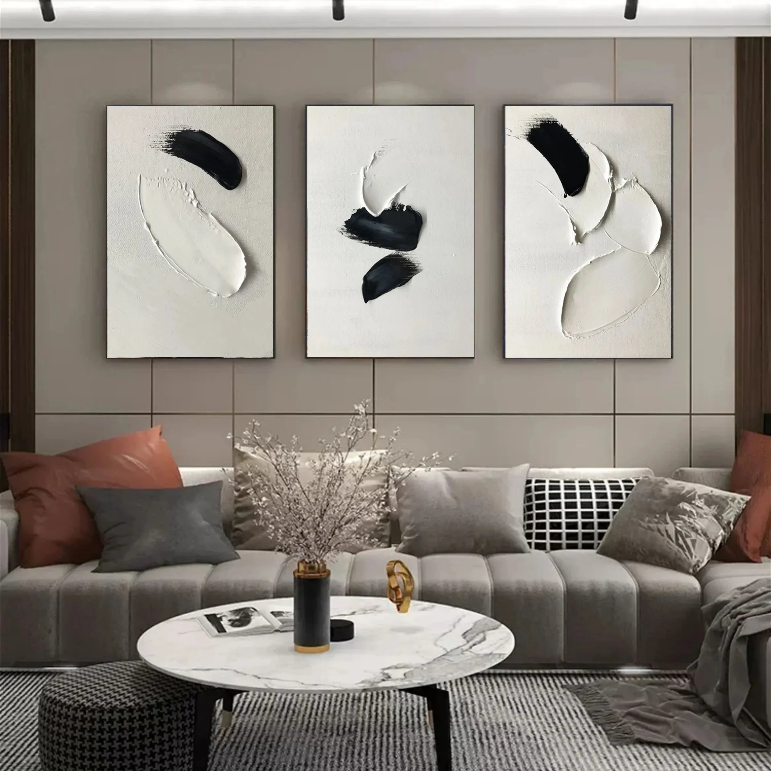 Minimalist Balance Canvas Painting Set of 3 - Modern Abstract Wall Art for Living Room, Bedroom & Office Decor #MM286