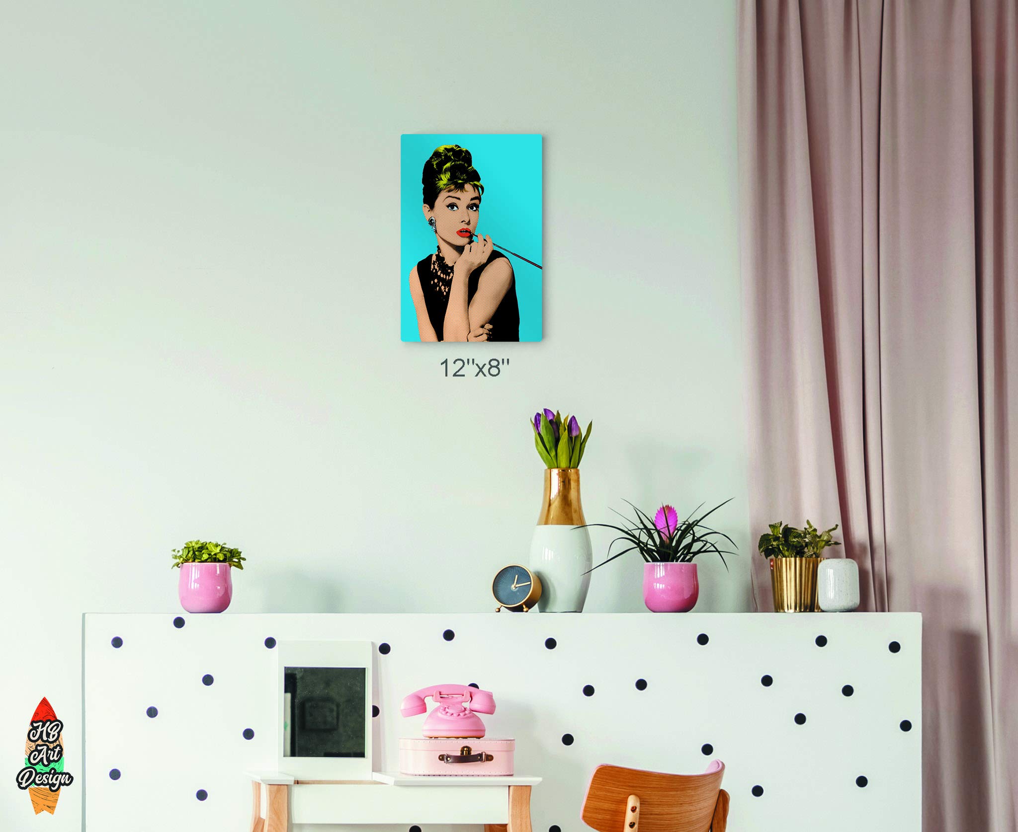 Audrey Hepburn Wall Art - Breakfast at Tiffany's Movie Poster - Blue Background Metal Print - 30x20 Inches - Modern Home Decor for Living Room & Bedroom - Made in USA | Perfect Gift for Film Lovers & Classic Hollywood Fans
