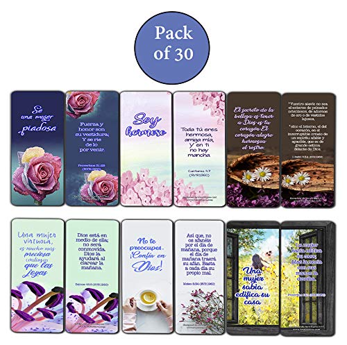 30 Pack Spanish Devotional Bible Verse Bookmarks for Women - Uplifting Bible Quotes & Inspirational Texts | Perfect for Daily Devotion, Bible Study, Church Gifts & Christian Encouragement