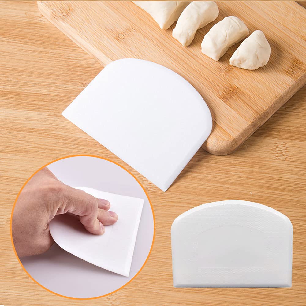 3-Piece Stainless Steel Dough Scraper Set - Pastry Cutter, Pizza Chopper with Ergonomic Handle & Measuring Scale for Baking, Cooking & Kitchen Prep