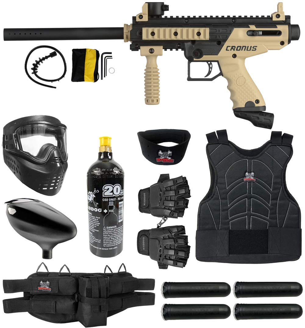 Tippmann Cronus Basic Paintball Gun Marker Starter Kit - Maddog Protective Gear for Paintball Games, Outdoor Sports & Team Events