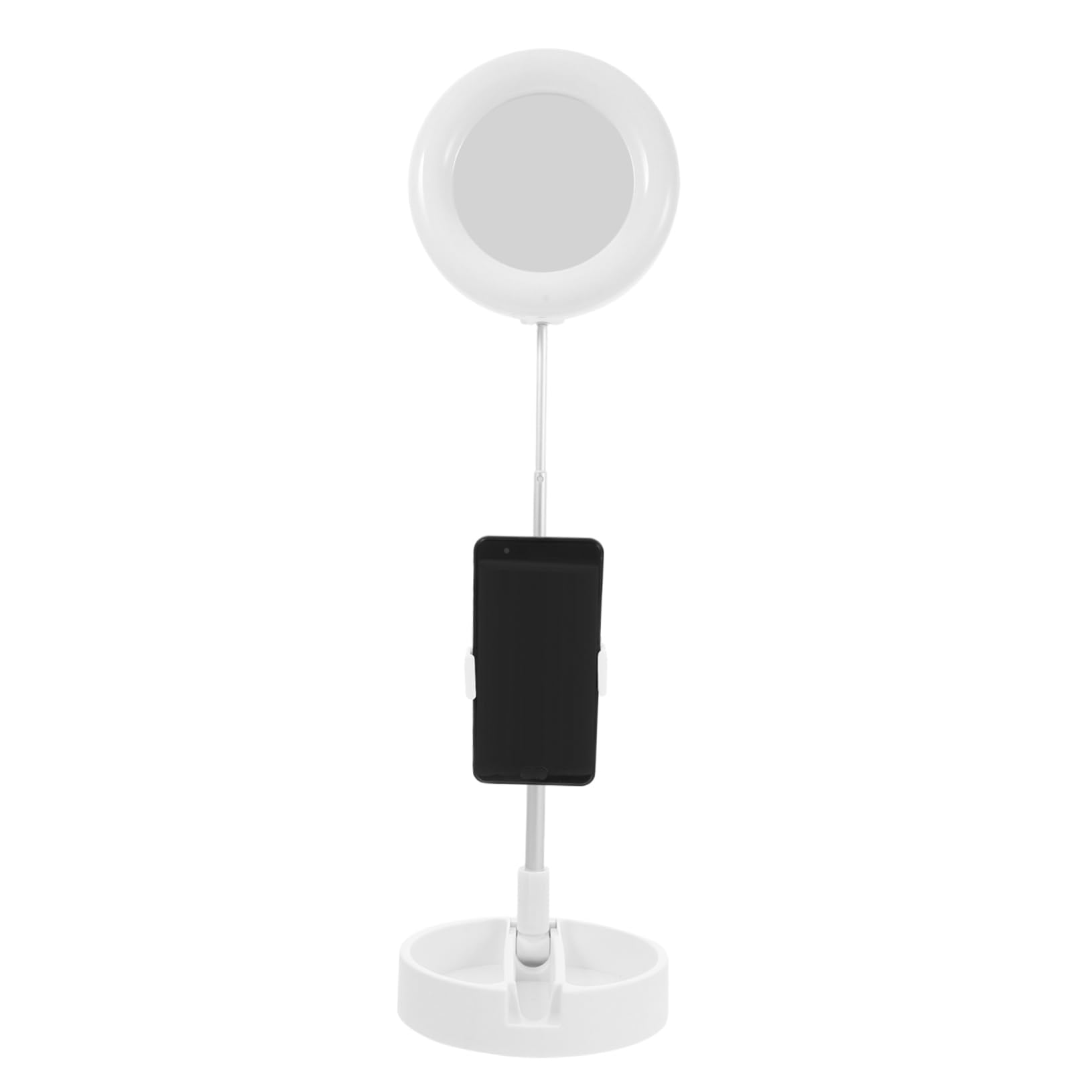 Foldable ABS White LED Phone Stand Holder - Multipurpose Desk & Beauty Mobile Phone Stand for Hands-Free Viewing, Perfect for Watching Videos, Video Calls & Makeup Tutorials