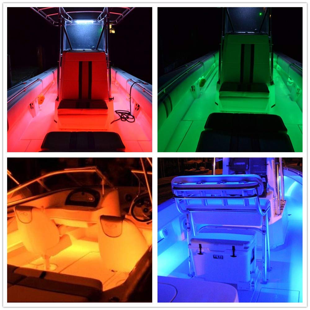 16.4FT Waterproof LED Boat Lights - Multi-Color Marine Deck Lighting for Pontoon & Fishing Boats at Night