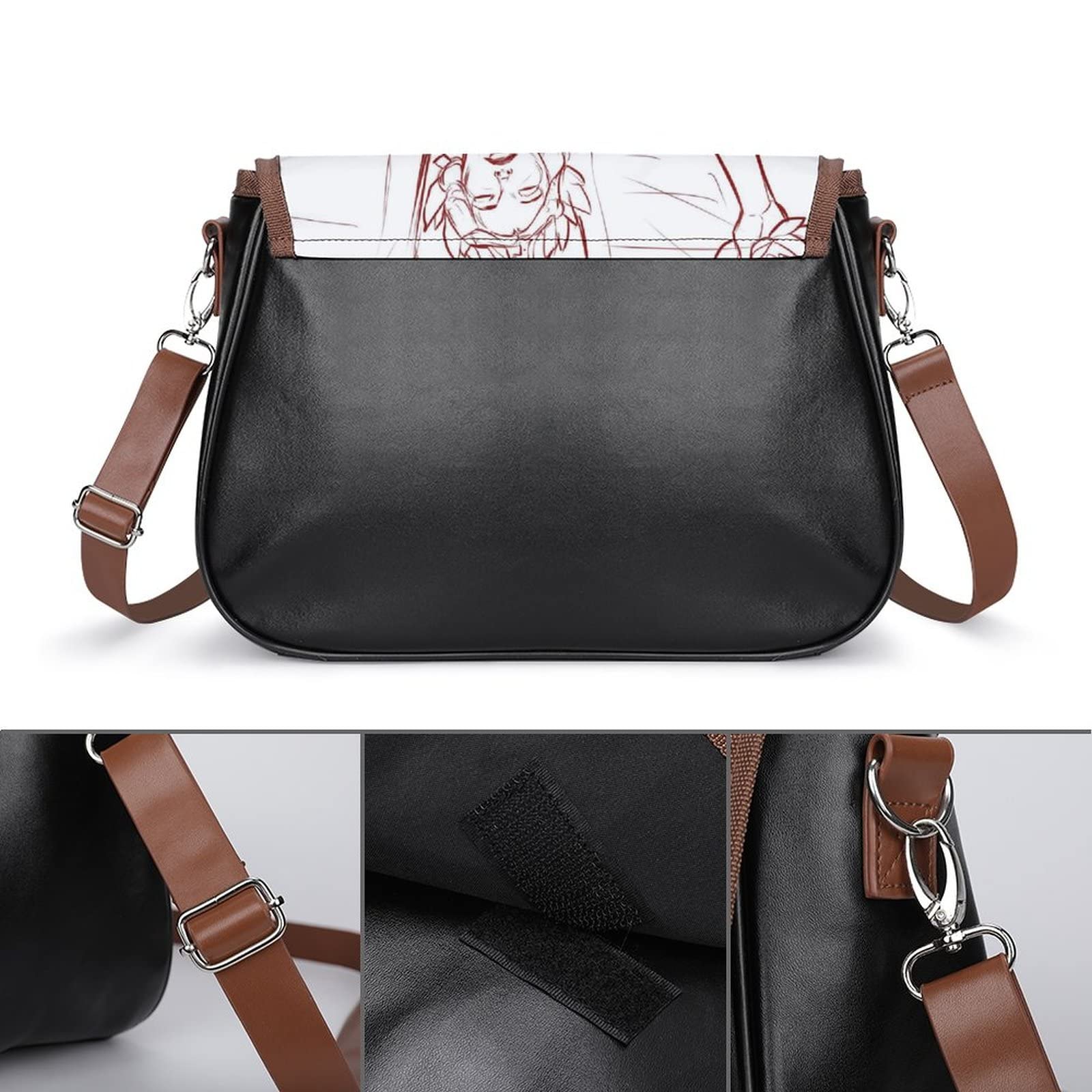 Stylish Women's Leather Crossbody Bag - Printed Casual Shoulder Messenger Purse with Goddess of Peace Design | Perfect for Daily Use, Travel & Shopping