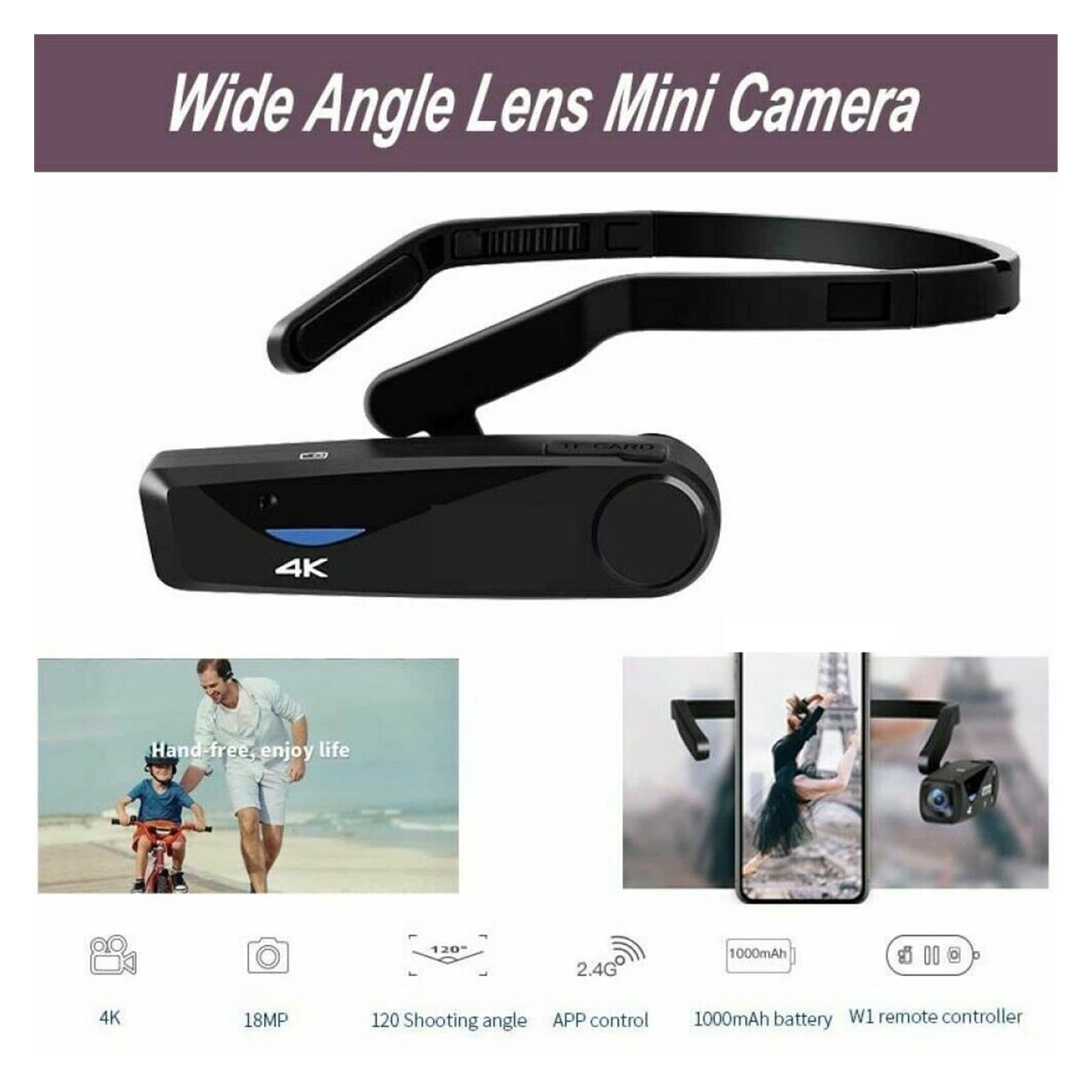 AUBEST 4K FPV Wearable Video Camera - Head Mounted Camcorder for Vlogging, Webcam & Action Shots | Perfect for Travel, Sports & Outdoor Adventures