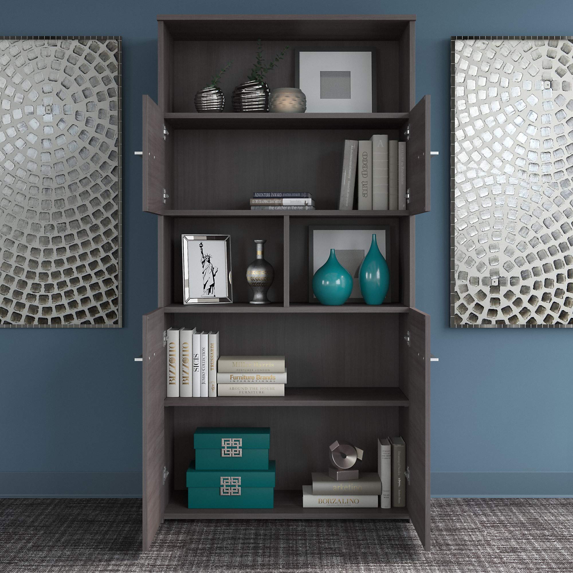 Bush Business Furniture Office 500 5-Shelf Bookcase with Doors - Stylish Storage for Home Office, Living Room & Study Organization