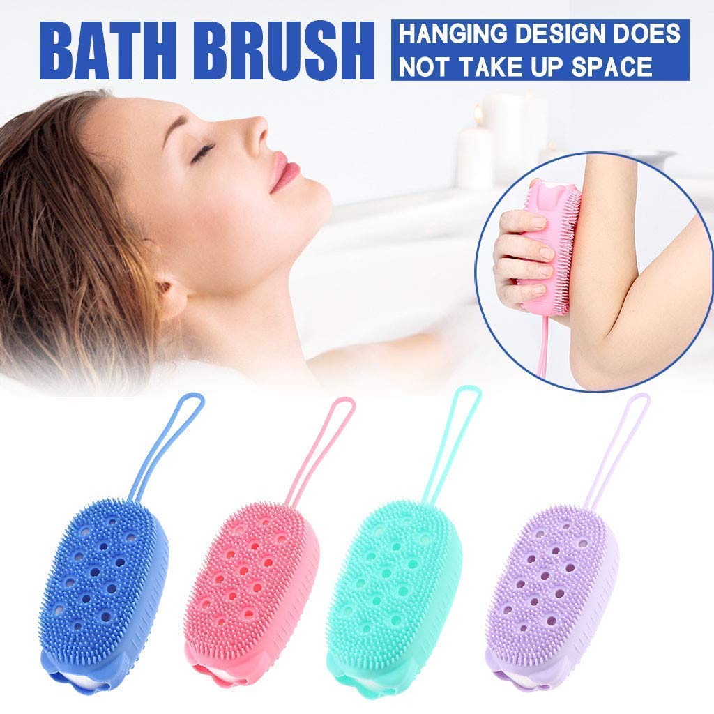 KREZON Silicone Bubble Bath Brush - Quick Foaming Body Scrubber with Massage Nubs for Shower & Bath | Exfoliating & Cleansing Skin | Random Color | Perfect for Spa Days & Sensitive Skin Care