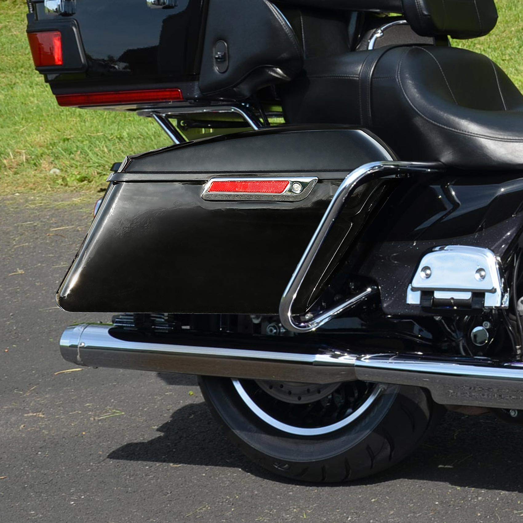 SLMOTO Waterproof Saddlebags with Lids & Keys - Compatible with Harley Touring Models FLHT FLTRX FLHR (2014-2023) - Perfect for Electra Glide, Road King, Ultra & Street Glide - Ideal for Long Rides, Commuting & Motorcycle Storage