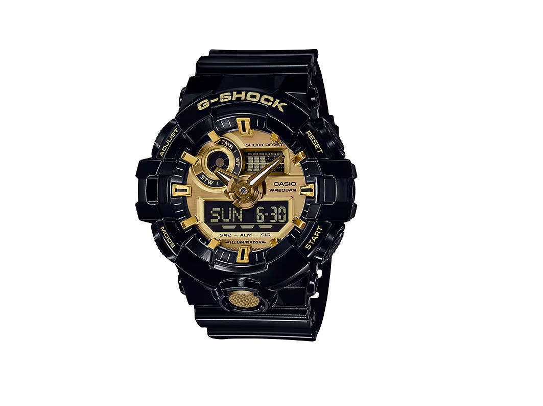 Casio G-Shock GA710GB-1A Analog Digital Black Gold Men's Watch - Durable Military Style for Outdoor Sports & Everyday Wear