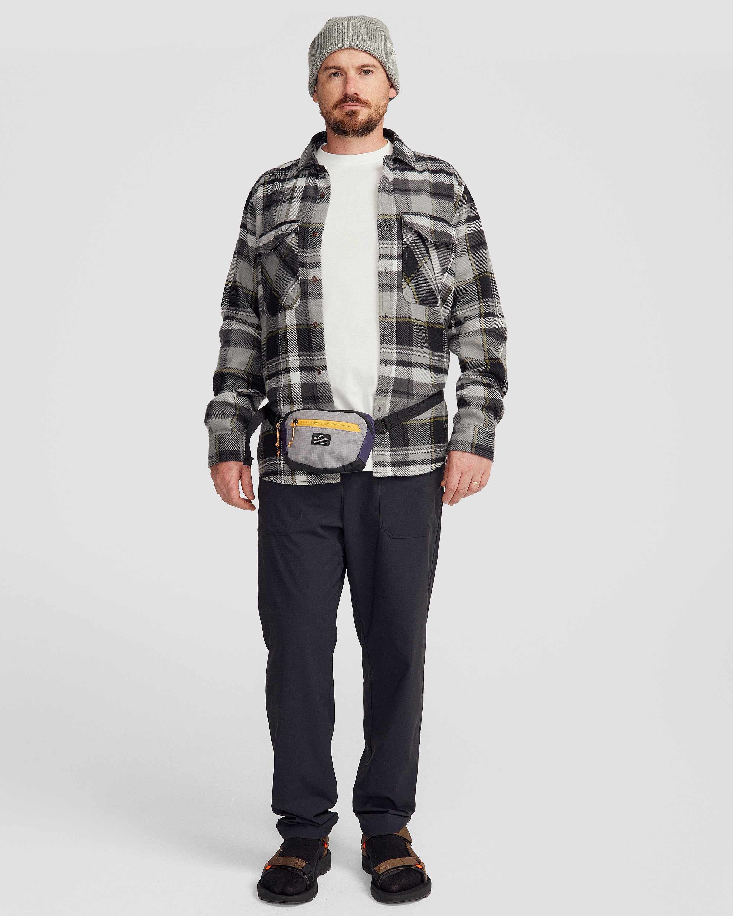 Men's Huntly Long Sleeve Plaid Shirt - Steel Grey - Casual Button Down Shirt for Outdoor Activities & Workwear