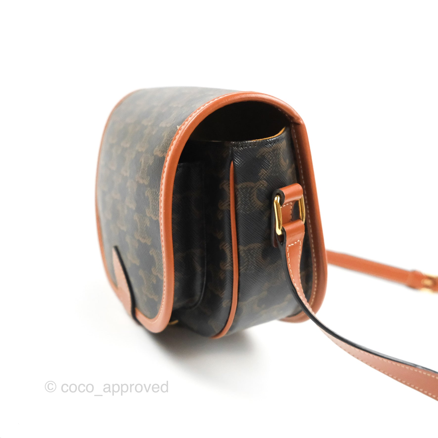 Celine Medium Triomphe Canvas Folco Bag in Tan - Luxury Crossbody Handbag for Women, Perfect for Work, Travel & Everyday Use